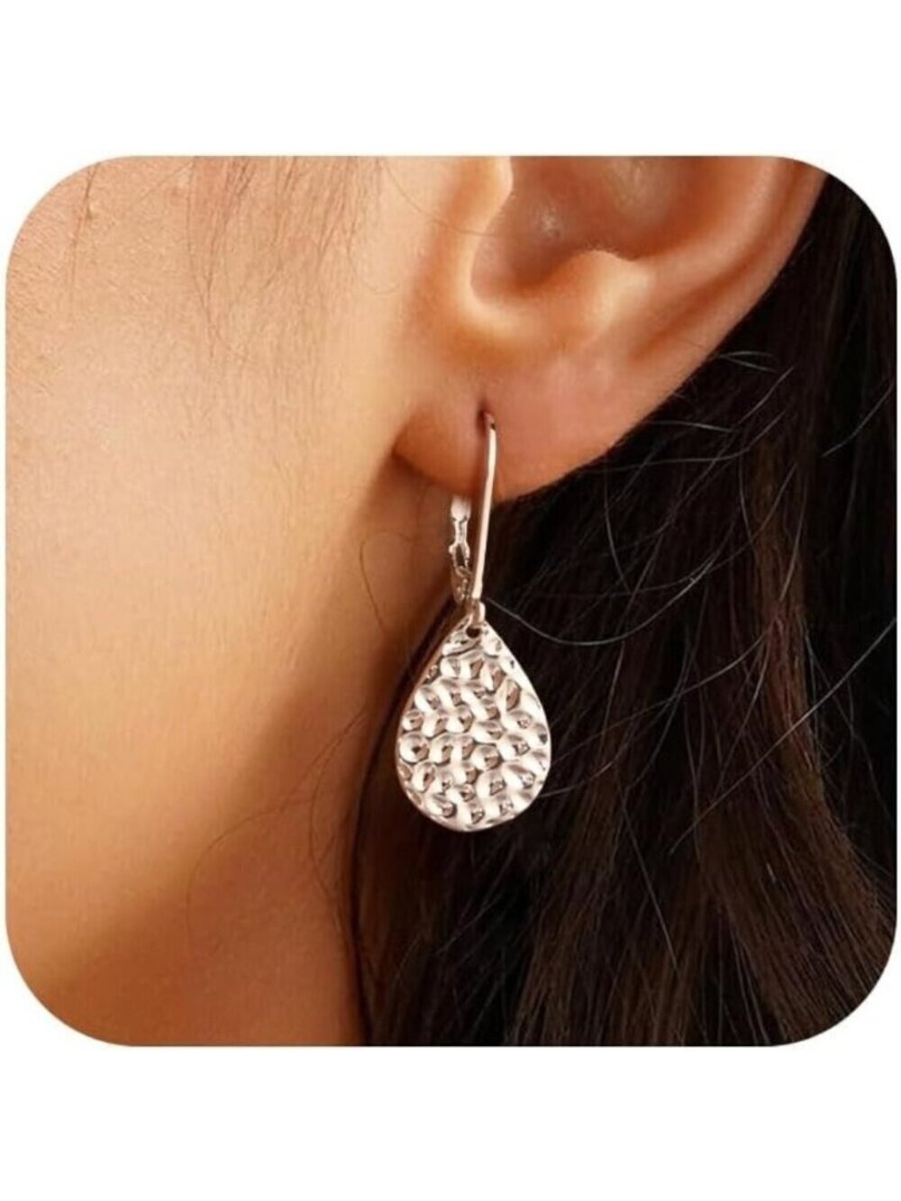 ⚡Hammered Teardrop Dangle Earrings for Women 925 Sterling Silver 14K Gold
